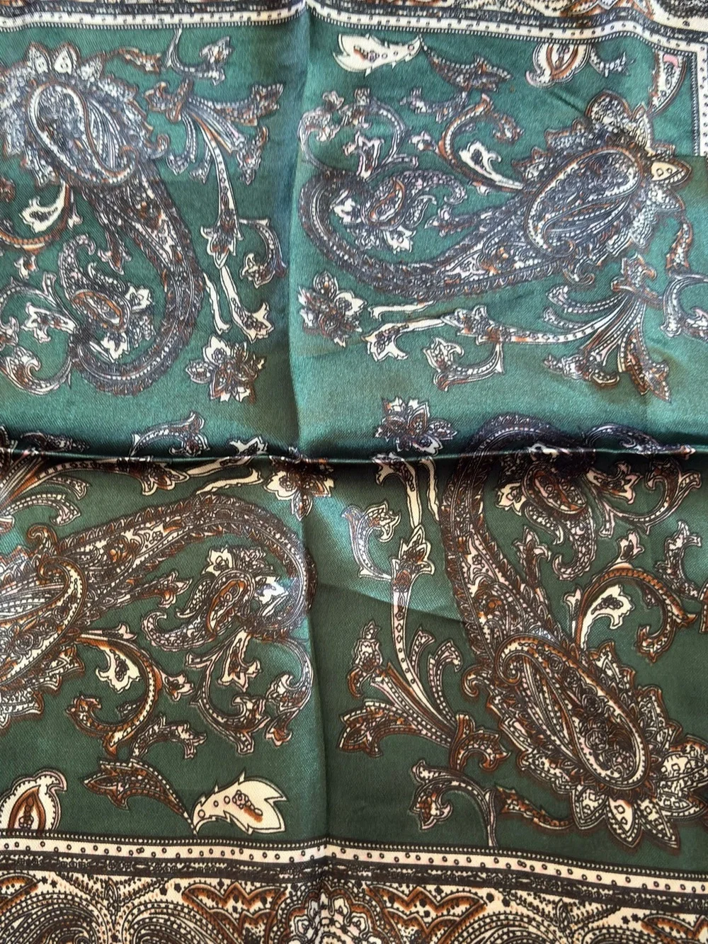 New Square Dark Green Satin Scarf-18”
